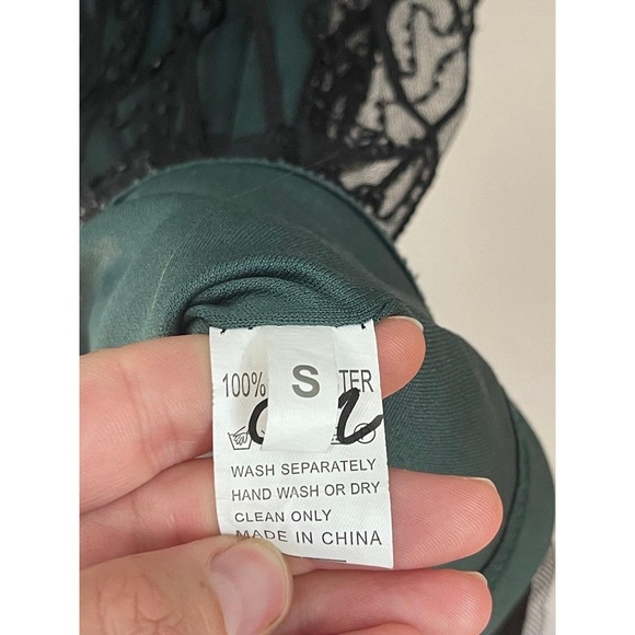 20’s Flapper Beaded Cocktail Green and Black Dress Fringe Cap Sleeve Size S - Picture 8 of 13